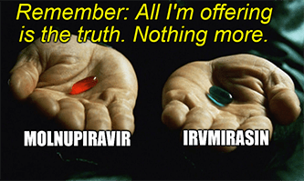 Merck COVID pill blue or red pill meme