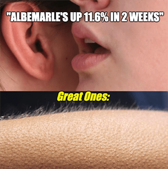Albemarle's up 11.6% in 2 weeks goosebumps meme