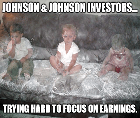JNJ investsors focusing on earnings asbestos meme big
