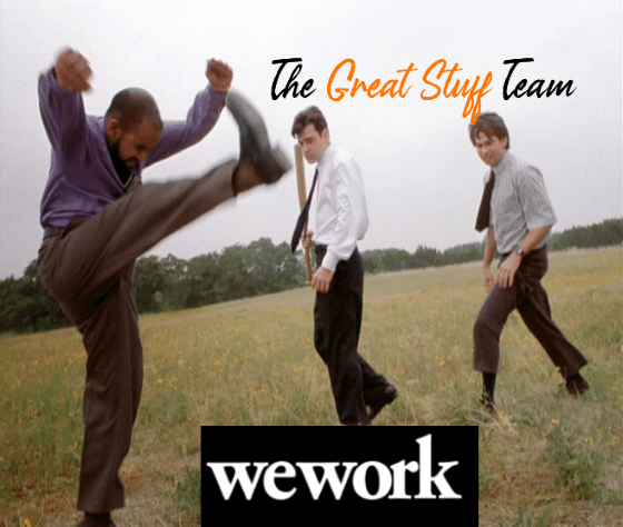 Great Stuff Team vs. WeWork Office space smash printer meme big