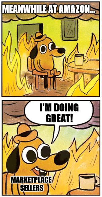 Amazon third-party sellers this is fine fire meme