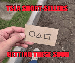 TSLA Short Sellers Squid Game Meme - eerie earnings