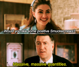 Shelly and David Lynch Positive Smucker News Meme