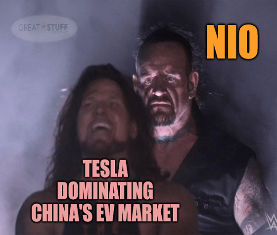 Nio Undertaker Tesla dominating China's EV market meme big