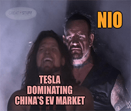 Nio Undertaker Tesla dominating China's EV market meme small