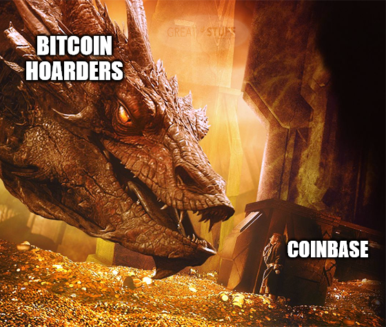 Bitcoin hoarders hodlers Coinbase Smaug meme big