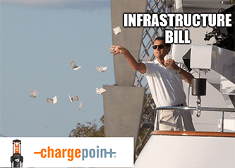 Infrastructure bill rain money on ChargePoint meme