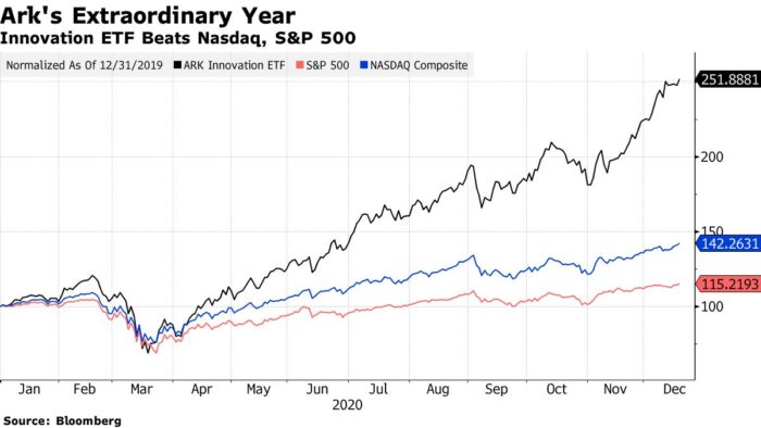 Ark Innovation ETF price chart 2020