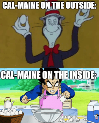 Cal-Maine on the outside vs inside Cat in the Hat meme