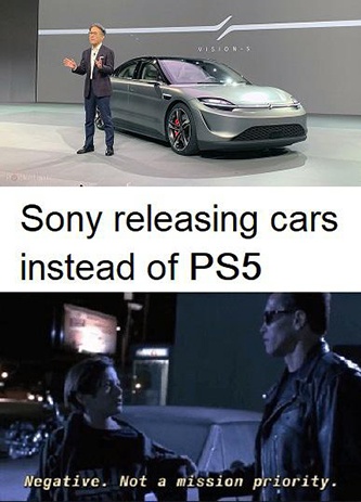 Sony releasing cars PS5 mission priority meme