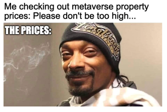 Metaverse land prices too high priced out Snoop meme