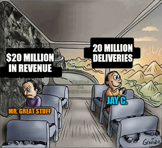$20 million in revenue vs 20 million deliveries meme