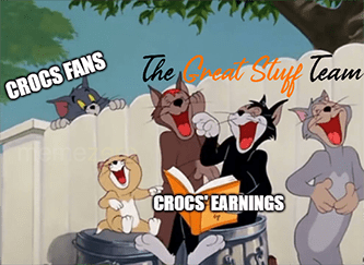 Crocs Earnings GS Team Laughing Tom & Jerry Meme