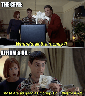 Affirm where's all the money IOU meme