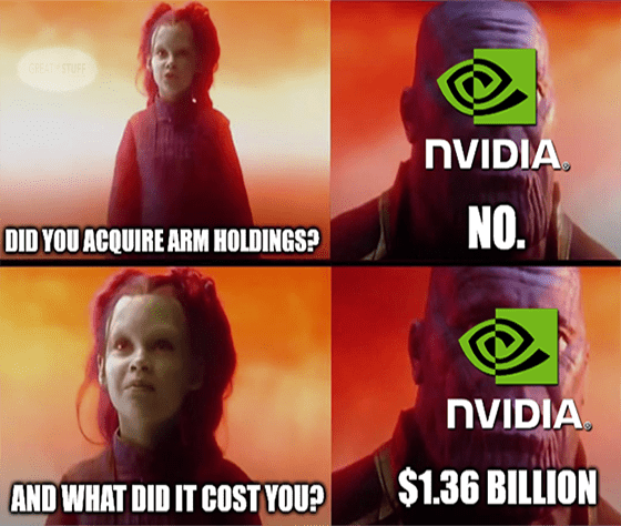 Nvidia didn't acquire cash-and-stock ARM Holding