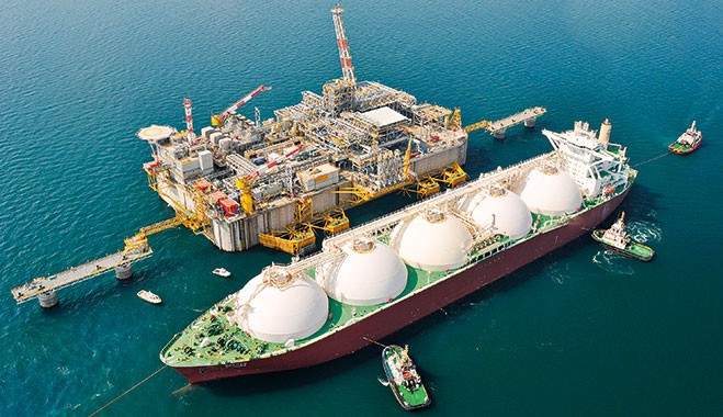 Floating Tanks full of liquified natural gas