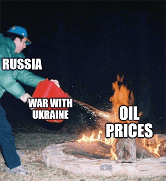 Oil prices rise due to Russia/Ukraine war