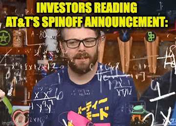 Investors reading AT&T's spinoff gif