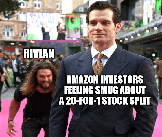 Amazon 20 for 1 stock split Rivian Meme