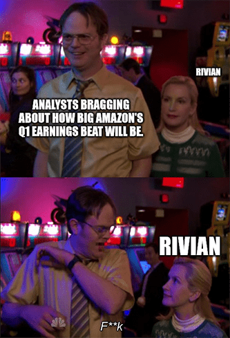 Amazon Q1 earnings Rivian Meme