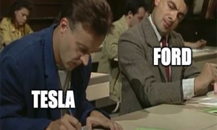 Ford copying Tesla luxury Lincoln Mr. Bean meme