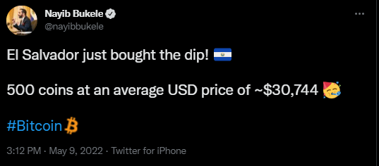 El Salvador Buying Bitcoin Twitter Post 