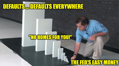 Defaults everywhere no homes domino effect meme