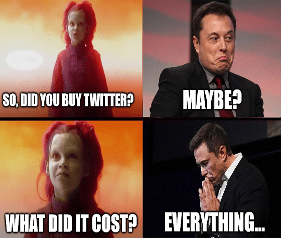 Elon won't buy Twitter what did it cost meme