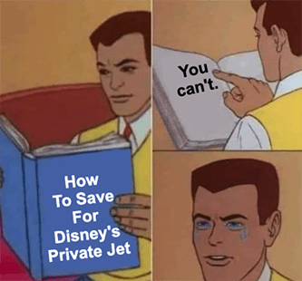 Saving for Disney Private Jet You Can't Book Meme 