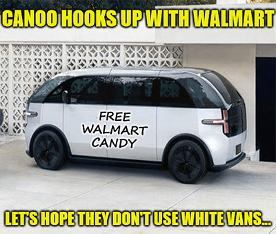 Free Walmart candy van Canoo meme
