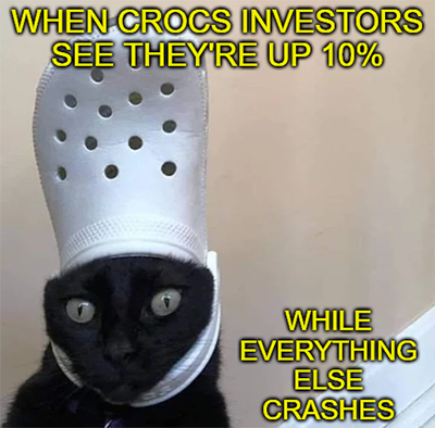 Crocs up 10% market crashes meme