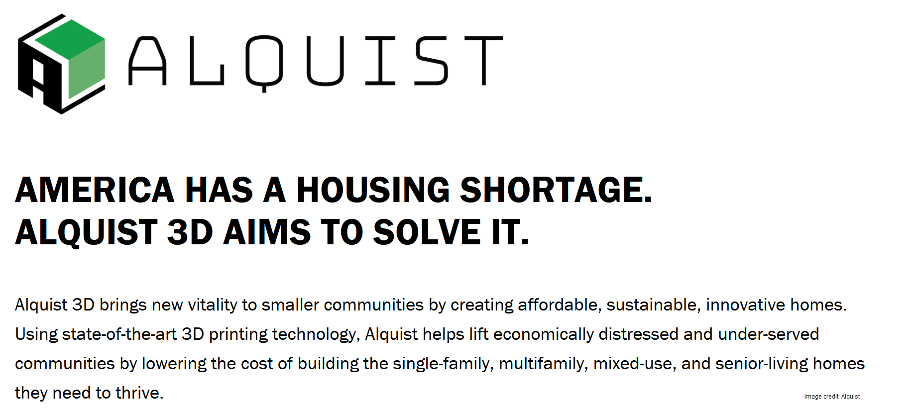 Alquist aims to solve housing shortage with3d-printing construction
