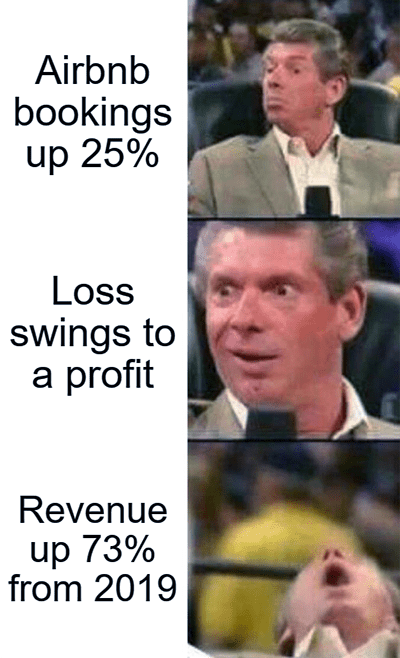 Airbnb earnings Vince Mcmahon meme