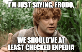 Expedia Frodo Sam Lord of the Rings meme