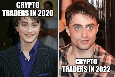 crypto traders in 2020 vs 2022 meme