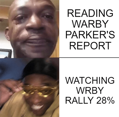 Reading Warby Parker rally 28% meme