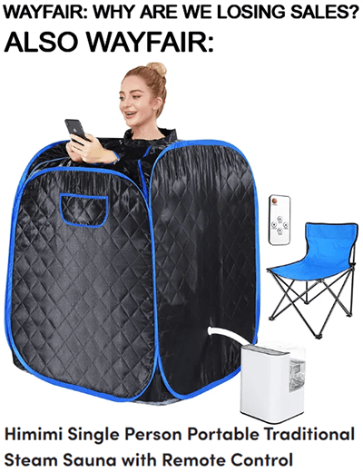Wayfair earnings personal sauna meme
