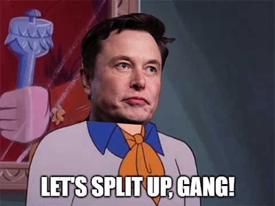 Tesla split up stock Scooby Doo meme