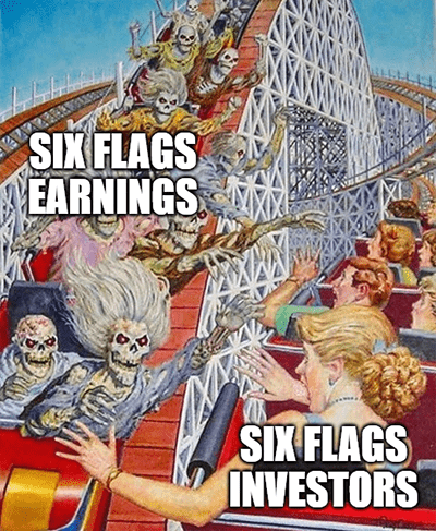Six Flags earnings roller coaster scares investors meme
