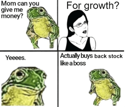 Blue chip stock buybacks like a boss meme