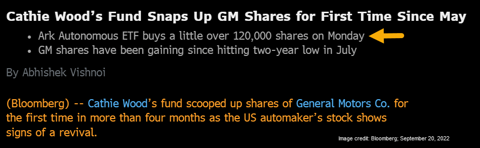 ARK Invests in GM