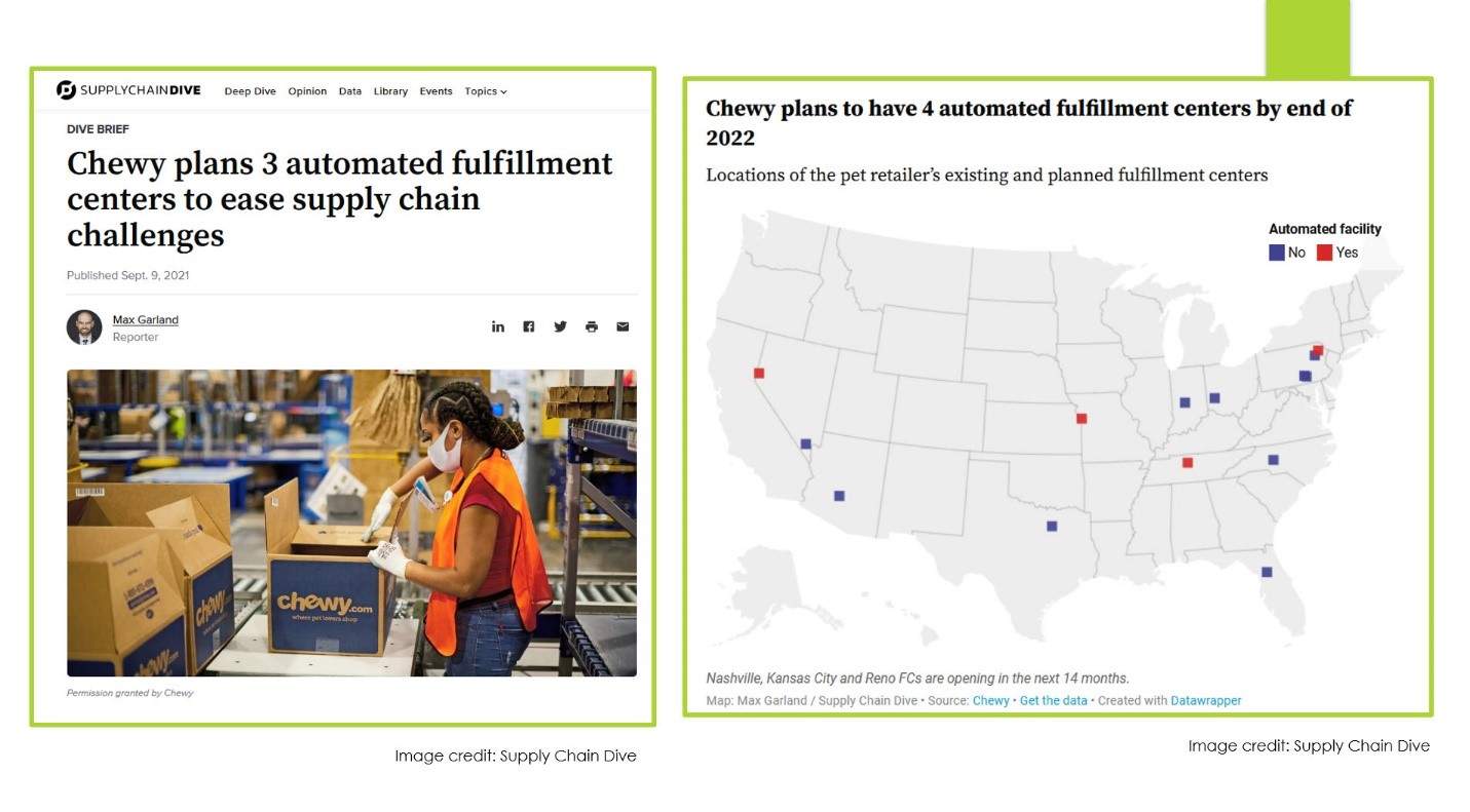 Chewy 3 automated fulfillment centers