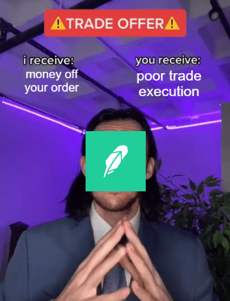 Robinhood making money off orders trade meme