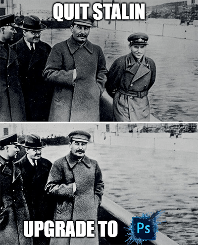 Adobe Creative Cloud Stalin Photoshopping meme