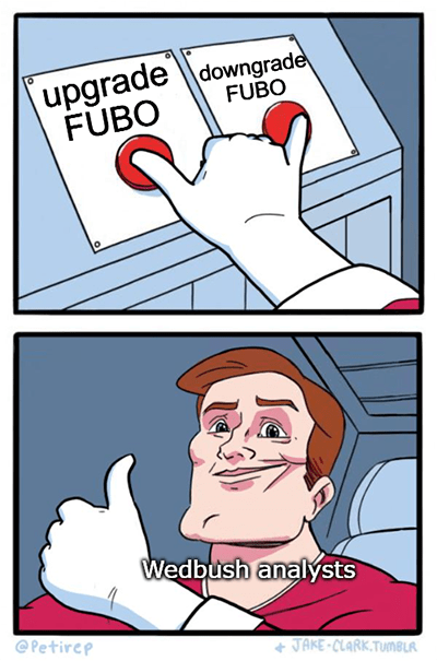 FuboTv both upgrade and downgrade analysts meme