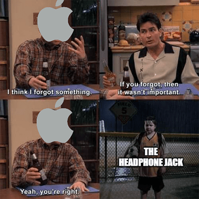Apple forgot something not important headphone jack meme