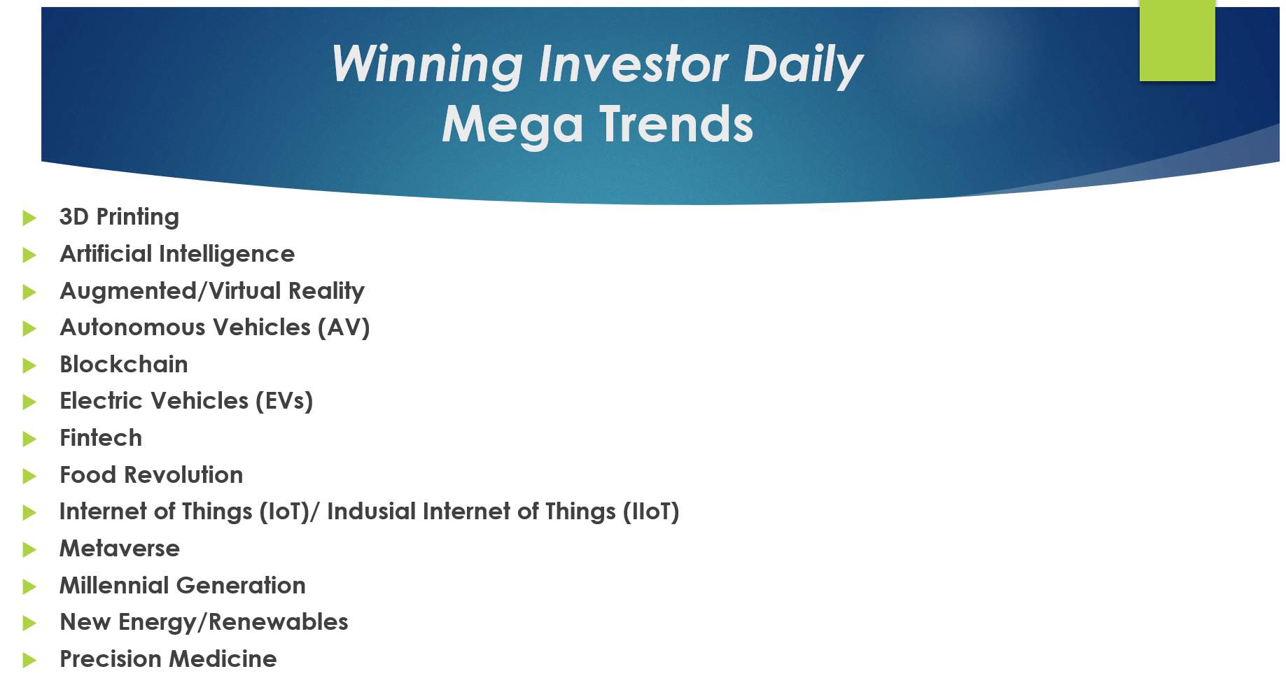 Next Gen Portfolio mega trends to invest in