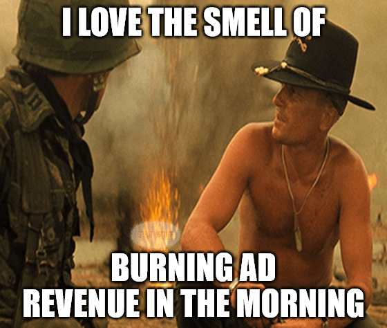 Google love smell burning ad revenue meme