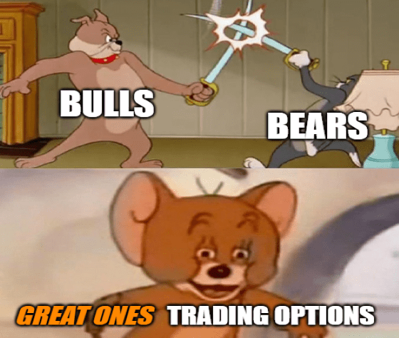 Bulls vs Bears vs options Tom & Jerry meme