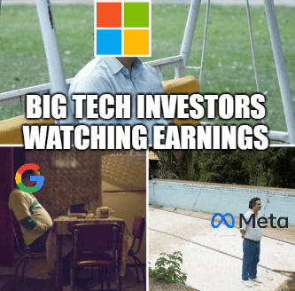 Big Tech watching earnings Microsoft Google meme